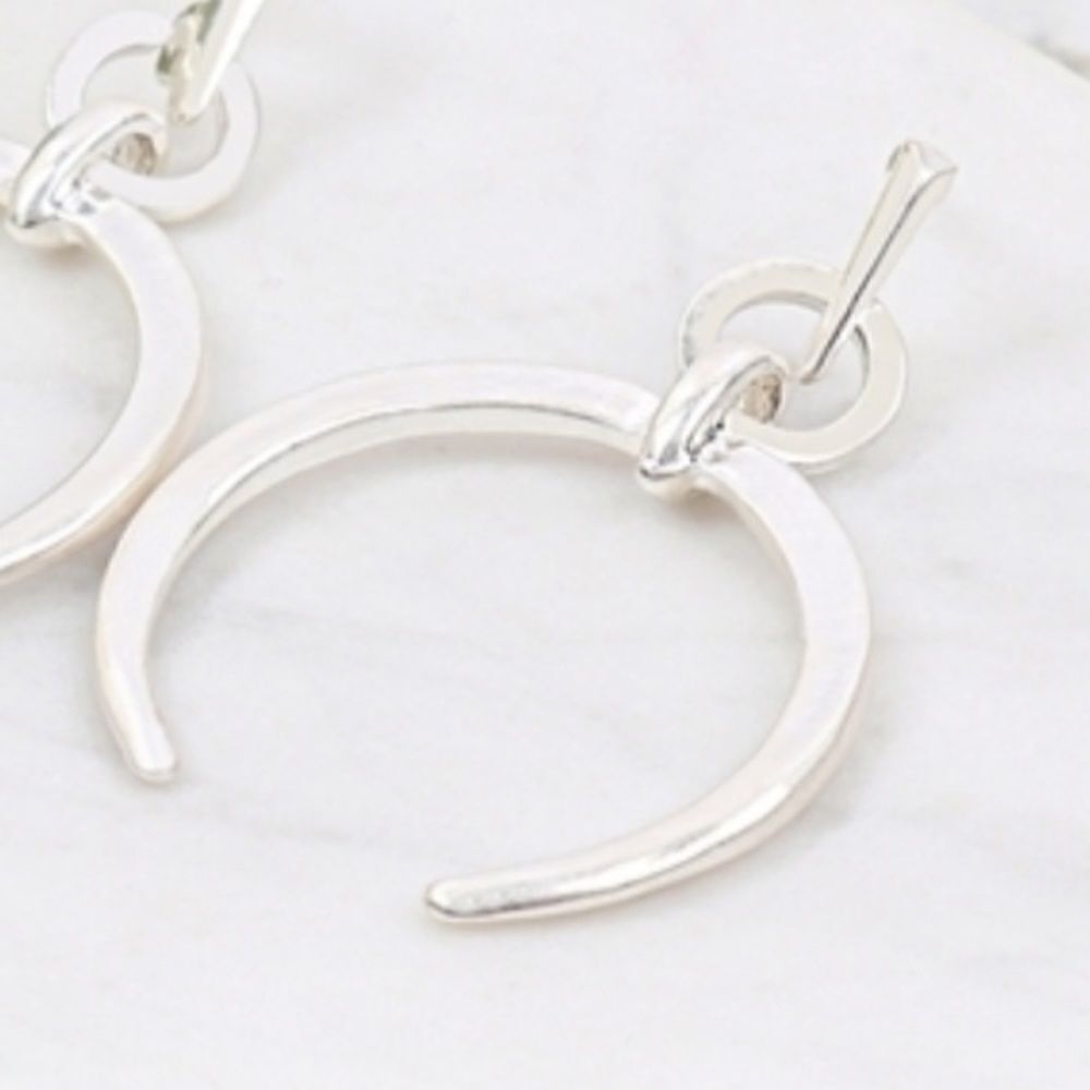 Crescent Moon Drop Earrings - Picture 4 of 4